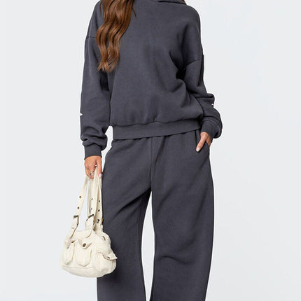 Dames Tracksuit Grijs | Oversized Design | Roze Grafische Strikdetails | Comfortabele Katoen Polyester Mix | Stijlvolle Set