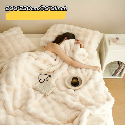Zachte Luxe Dubbele Fleece Dekens | Comfortabel Warm Faux Rabbit Ontwerp | Perfect voor Slaapkamer Bank Auto | Alle Seizoenen