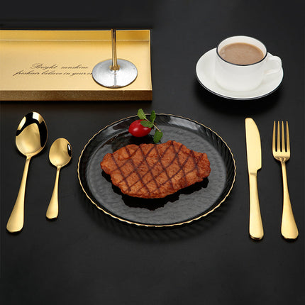 24-delige Bestekset RVS | Elegant Dinerset voor Maximaal 6 Personen | Luxe Tafelaanvulling | Vaatwasserbestendig | Zilver Goud Zwart
