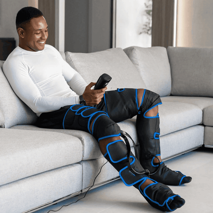 AirAid™ 360° Compressietherapie Luchtmassage Naar Draagbare Beenmassage | Instelbare Modi Ritsel Luchtdruk | Verlicht Pijn & Zwelling | Lichtgewicht Comfort Ontwerp Max. Omtrek 75,5 cm | Snelle Herstelfunctie | Inclusief Reistas