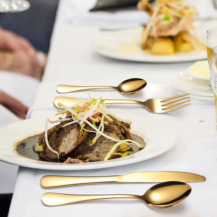 24-delige Bestekset RVS | Elegant Dinerset voor Maximaal 6 Personen | Luxe Tafelaanvulling | Vaatwasserbestendig | Zilver Goud Zwart