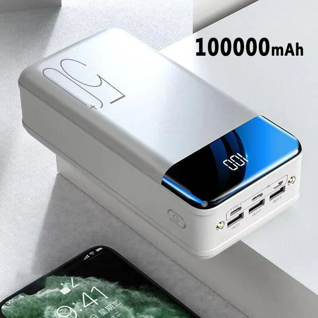 100.000mAh Powerbank | Super Snelle Oplader Telefoon Tablet Laptop | Zeer Hoge Capaciteit | Draagbaar | Universele Compatibiliteit