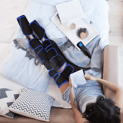 AirAid™ 360° Compressietherapie Luchtmassage Naar Draagbare Beenmassage | Instelbare Modi Ritsel Luchtdruk | Verlicht Pijn & Zwelling | Lichtgewicht Comfort Ontwerp Max. Omtrek 75,5 cm | Snelle Herstelfunctie | Inclusief Reistas