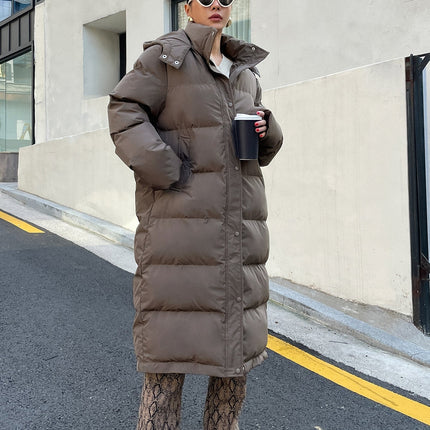 Lange Winterjas Dames | Warme Gewatteerde Winter Pufferjas met Capuchon | Stijlvol Casual Off-White | Polyester Isolatie