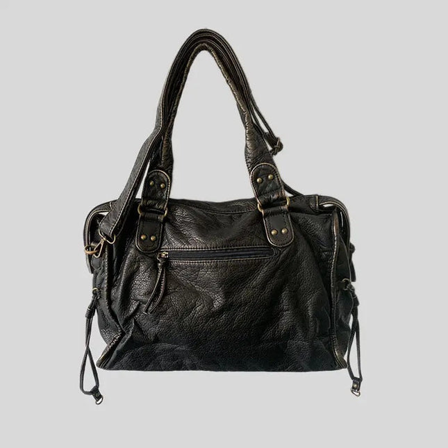 Jeoara Vintage PU-leer Tas Dames | Ruime Organizer Handtas Met Schouderbanden | Tijdloos Ontwerp | Duurzaam Stijlvol Accessoire