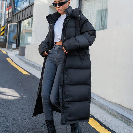 Lange Winterjas Dames | Warme Gewatteerde Winter Pufferjas met Capuchon | Stijlvol Casual Off-White | Polyester Isolatie