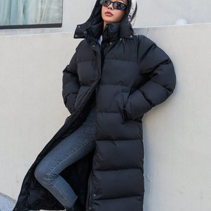 Lange Winterjas Dames | Warme Gewatteerde Winter Pufferjas met Capuchon | Stijlvol Casual Off-White | Polyester Isolatie