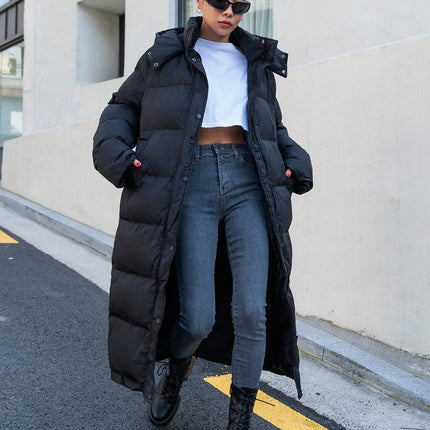 Lange Winterjas Dames | Warme Gewatteerde Winter Pufferjas met Capuchon | Stijlvol Casual Off-White | Polyester Isolatie