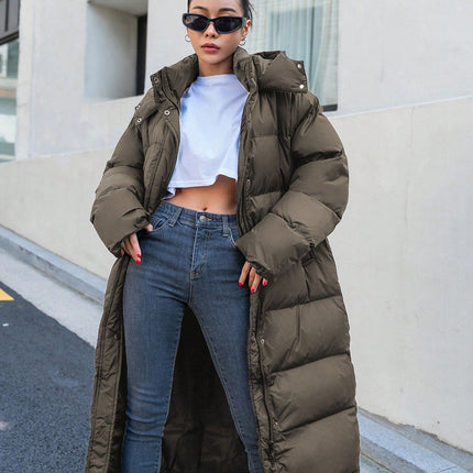 Lange Winterjas Dames | Warme Gewatteerde Winter Pufferjas met Capuchon | Stijlvol Casual Off-White | Polyester Isolatie