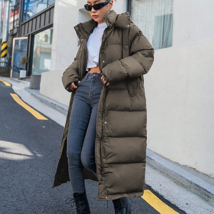 Lange Winterjas Dames | Warme Gewatteerde Winter Pufferjas met Capuchon | Stijlvol Casual Off-White | Polyester Isolatie