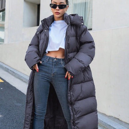 Lange Winterjas Dames | Warme Gewatteerde Winter Pufferjas met Capuchon | Stijlvol Casual Off-White | Polyester Isolatie