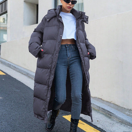 Lange Winterjas Dames | Warme Gewatteerde Winter Pufferjas met Capuchon | Stijlvol Casual Off-White | Polyester Isolatie