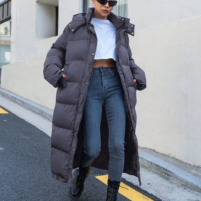 Lange Winterjas Dames | Warme Gewatteerde Winter Pufferjas met Capuchon | Stijlvol Casual Off-White | Polyester Isolatie