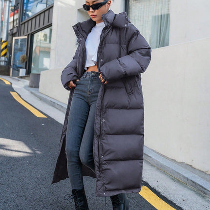Lange Winterjas Dames | Warme Gewatteerde Winter Pufferjas met Capuchon | Stijlvol Casual Off-White | Polyester Isolatie