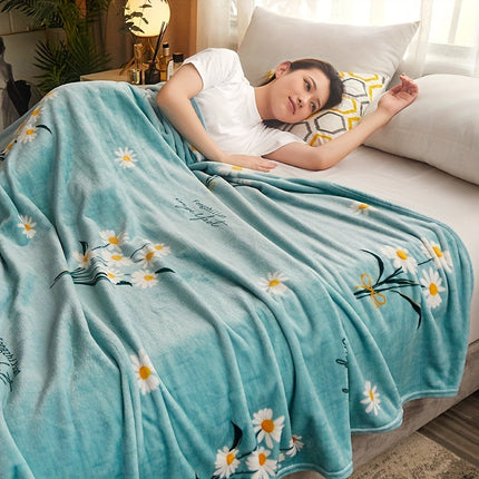 Flanellen Pluche Deken | Zachte Warmte voor Alle Seizoenen | 100% Polyester Flanel | Stijlvol Bloemenmotief | Slaapkamer Elegantie | Comfortabel en Lichtgewicht | Geschikt voor Winter en Zomer | Blauw | Gebreid | 160-180g