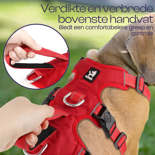 Hondentuig Gewatteerd met Reflecterende Elementen | Veilig Pitbull Harnas met Gemakkelijke Gesp | Comfortabel Halsterontwerp | Meerdere Kleuren en Maten | Optimale Zichtbaarheid | Veiligheid en Comfort voor Honden