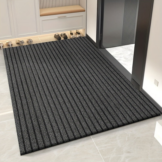 Duurzame Antislip Deurmat 60x90cm | Binnen & Buiten Weerbestendig | Lage Profiel Vloermat | Vlekvrij & UV-bestendig | Grijs Gestreept Design | Schuurvaste Tufted Mat | PVC Backing | Voor Tuin, Hal en Terras
