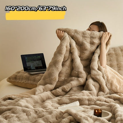 Zachte Luxe Dubbele Fleece Dekens | Comfortabel Warm Faux Rabbit Ontwerp | Perfect voor Slaapkamer Bank Auto | Alle Seizoenen