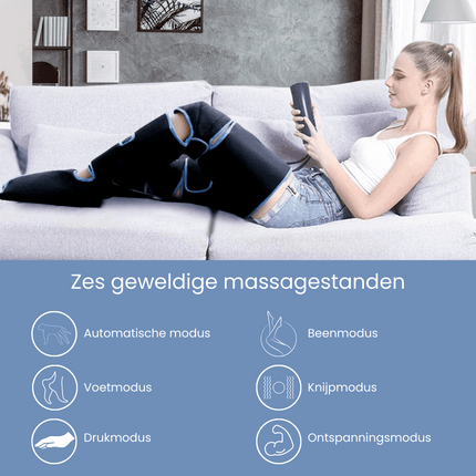 AirAid™ 360° Compressietherapie Luchtmassage Naar Draagbare Beenmassage | Instelbare Modi Ritsel Luchtdruk | Verlicht Pijn & Zwelling | Lichtgewicht Comfort Ontwerp Max. Omtrek 75,5 cm | Snelle Herstelfunctie | Inclusief Reistas