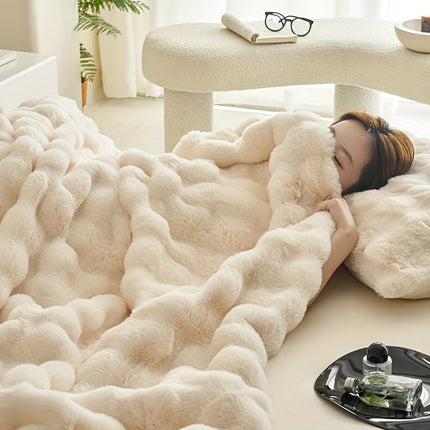 Zachte Luxe Dubbele Fleece Dekens | Comfortabel Warm Faux Rabbit Ontwerp | Perfect voor Slaapkamer Bank Auto | Alle Seizoenen