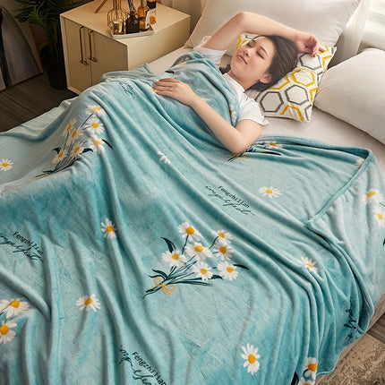 Flanellen Pluche Deken | Zachte Warmte voor Alle Seizoenen | 100% Polyester Flanel | Stijlvol Bloemenmotief | Slaapkamer Elegantie | Comfortabel en Lichtgewicht | Geschikt voor Winter en Zomer | Blauw | Gebreid | 160-180g