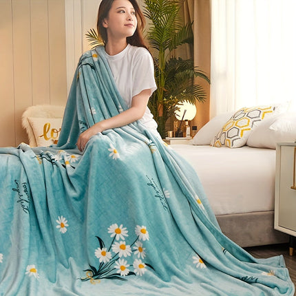 Flanellen Pluche Deken | Zachte Warmte voor Alle Seizoenen | 100% Polyester Flanel | Stijlvol Bloemenmotief | Slaapkamer Elegantie | Comfortabel en Lichtgewicht | Geschikt voor Winter en Zomer | Blauw | Gebreid | 160-180g