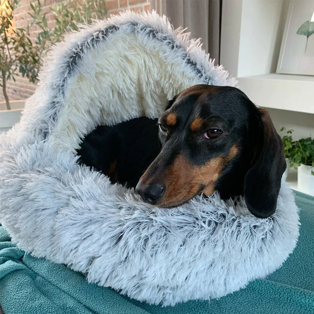 Kalmerend Honden Grottenbed | Anti-Angst Huisdierbed Met Pluche Kussen | Zacht Orthopedisch Hondenkussen | Anti-Slip Basis | Warm Knus Huisdierenbed | Ideaal Voor Graven En Trekplezier | Hoogwaardige Materialen | Veilig En Beschermend Ontwerp