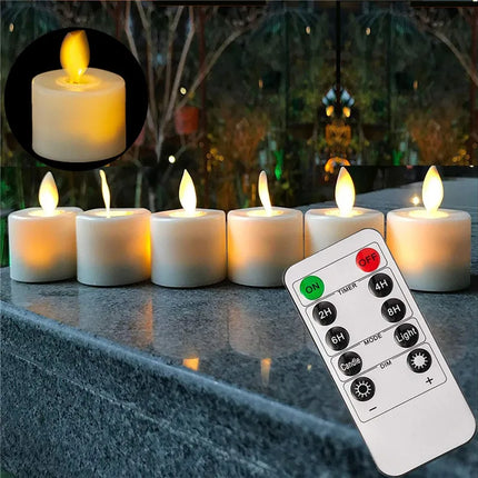 Authentieke Bewegende Lont | Realistisch Vlamloos LED Kaarsen Set | Afstandsbediening | Veilig | Sfeerverlichting | Kunststof | Ideaal Voor Kerst, Bruiloften & Kerkelijke Evenementen | 4.8x3.7cm