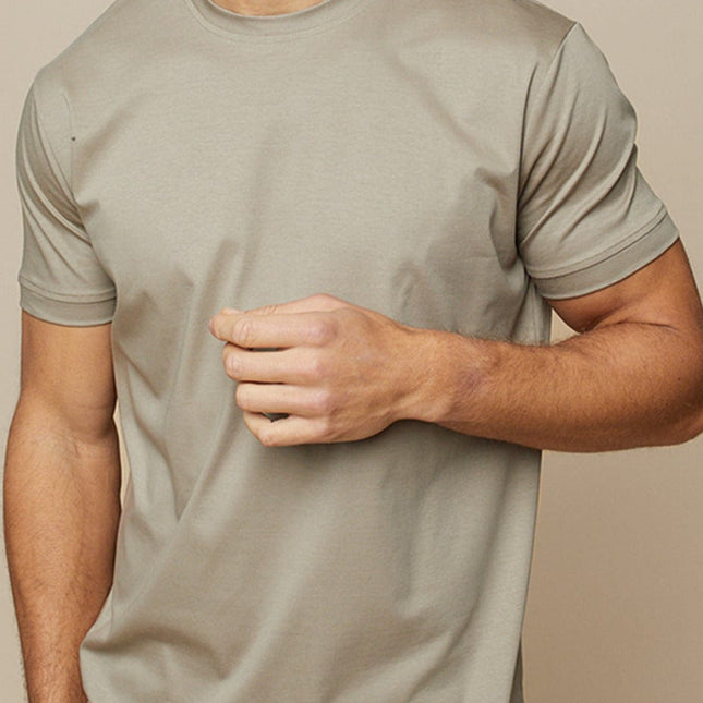Luxe Heren Satijn Glans T-shirt | Merceriserend Katoen | Getailleerde Pasvorm | Comfortabele Stijl | Perfecte Pasvorm | Ademende Stof | Ideaal voor Gelegenheden | Stijlvolle Uitstraling | Verzorgde Look