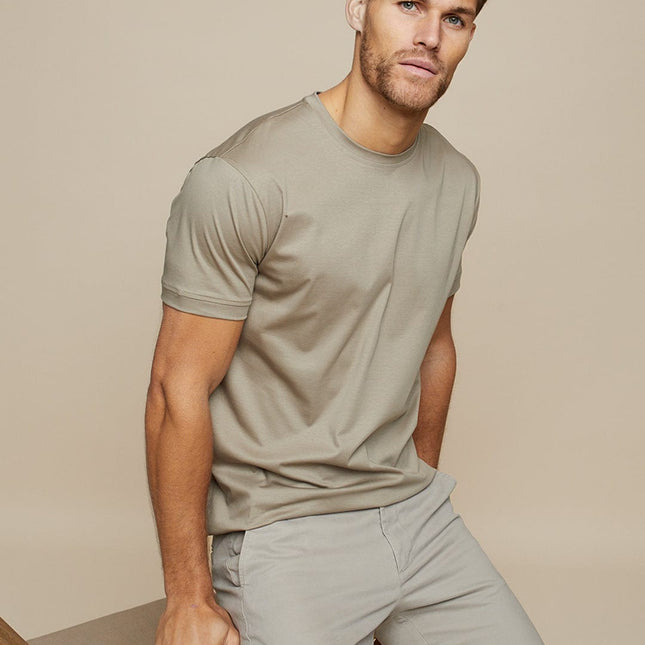 Luxe Heren Satijn Glans T-shirt | Merceriserend Katoen | Getailleerde Pasvorm | Comfortabele Stijl | Perfecte Pasvorm | Ademende Stof | Ideaal voor Gelegenheden | Stijlvolle Uitstraling | Verzorgde Look