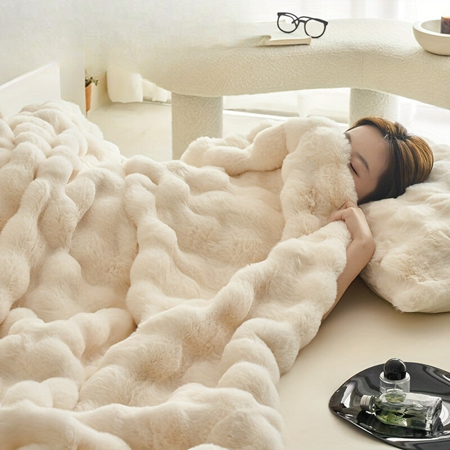 Zachte Luxe Dubbele Fleece Dekens | Comfortabel Warm Faux Rabbit Ontwerp | Perfect voor Slaapkamer Bank Auto | Alle Seizoenen