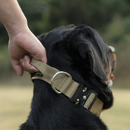 Tactische Nylon Hondenhalsband Met Handvat | Sterke Trainingshalsband Voor Krachtige Honden | Veiligheid & Duurzaamheid | Met Snelsluiting | Hondenaccessoires Voor Militair Gebruik | Geschikt Voor Grote Rassen