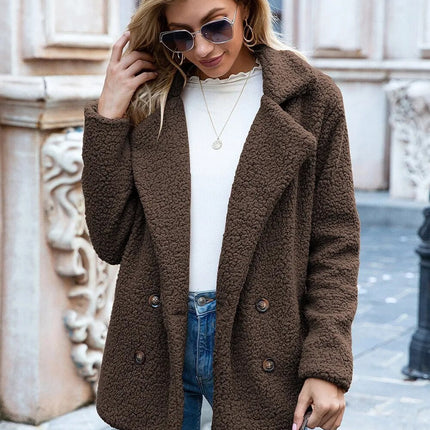Theresa Mode Teddyjack Dames | Kort Fluffy Jas Katoen | Bruin, Zwart, Blauw, Olijfgroen | Knus Warm Trendy Design | Herfst/Winterjas | Ideaal Voor Casual Jeans & Jurken | Comfortabele Pasvorm | Berkenbosch