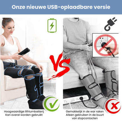 AirAid™ 360° Compressietherapie Luchtmassage Naar Draagbare Beenmassage | Instelbare Modi Ritsel Luchtdruk | Verlicht Pijn & Zwelling | Lichtgewicht Comfort Ontwerp Max. Omtrek 75,5 cm | Snelle Herstelfunctie | Inclusief Reistas