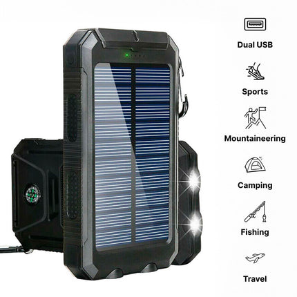 Waterdichte Zonne-oplader Powerbank 500.000mAh | Duurzaam & Compact | Dubbele USB | Zaklamp Functie | Waterbestendig IP44 | Zonne-energiebesturing | Smartphone Accu Oplader | Veilig & Betrouwbaar