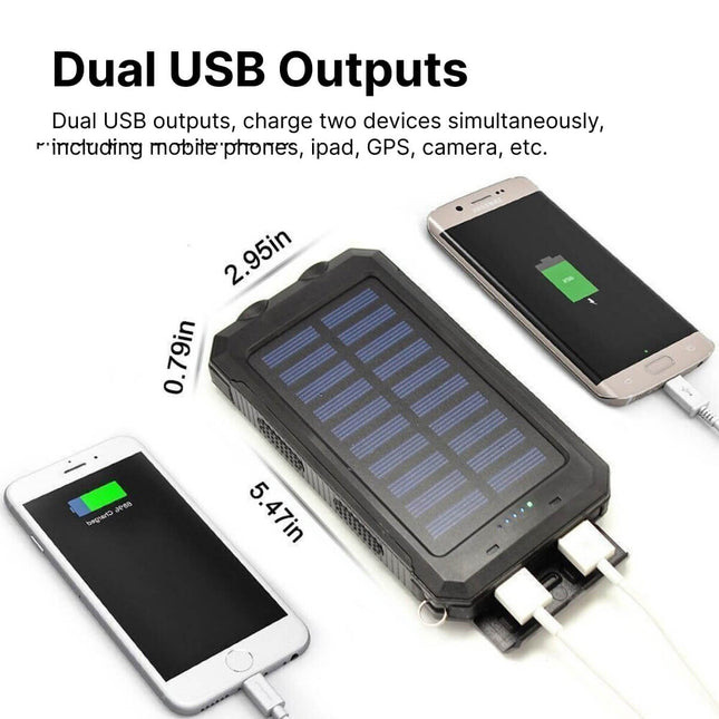 Waterdichte Zonne-oplader Powerbank 500.000mAh | Duurzaam & Compact | Dubbele USB | Zaklamp Functie | Waterbestendig IP44 | Zonne-energiebesturing | Smartphone Accu Oplader | Veilig & Betrouwbaar