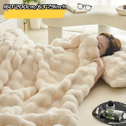 Zachte Luxe Dubbele Fleece Dekens | Comfortabel Warm Faux Rabbit Ontwerp | Perfect voor Slaapkamer Bank Auto | Alle Seizoenen