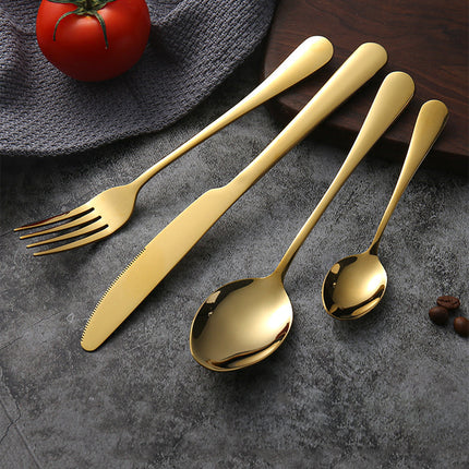 24-delige Bestekset RVS | Elegant Dinerset voor Maximaal 6 Personen | Luxe Tafelaanvulling | Vaatwasserbestendig | Zilver Goud Zwart
