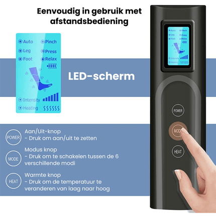 AirAid™ 360° Compressietherapie Luchtmassage Naar Draagbare Beenmassage | Instelbare Modi Ritsel Luchtdruk | Verlicht Pijn & Zwelling | Lichtgewicht Comfort Ontwerp Max. Omtrek 75,5 cm | Snelle Herstelfunctie | Inclusief Reistas