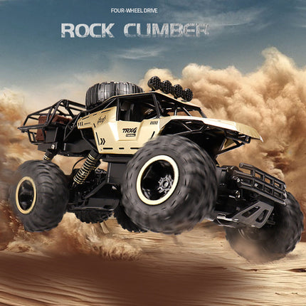 6x6 RC Monster Truck | 1/12 Schaal | All-Terrain Off-Road | 52 km/u | 2.4GHz Technologie | Schokbestendig | Antislipbanden | Zwart/Goud | Realistische Voorlichten | 7.4V 1200mAh Batterij | Voor Kinderen vanaf 6 Jaar | USB Opladen