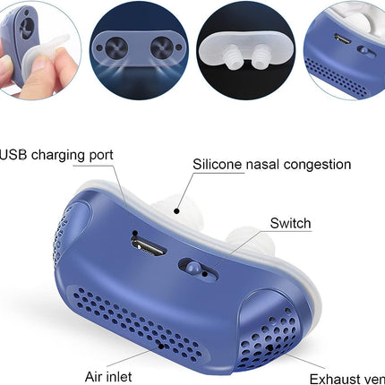 Micro CPAP apparaat anti-snurken | Compact & draagbaar | Slaapapneu hulp voor op reis | Medische siliconen neusplug | Fluisterstil | Verbeterde slaapkwaliteit | Oplaadbaar | Lichtgewicht ontwerp | Geschikt voor lichte snurkers | Universeel gebruik