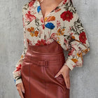 Dames Blouse met Bloemenprint | Elegante Details | Ademend & Comfortabel | Ideaal voor Werk & Vrije Tijd | Vrouwelijke Pasvorm | Lente/Zomer/Herfst | Modieuze Blouse | Verfijnde Afwerkingen | Casual Chic | Must-Have Tops