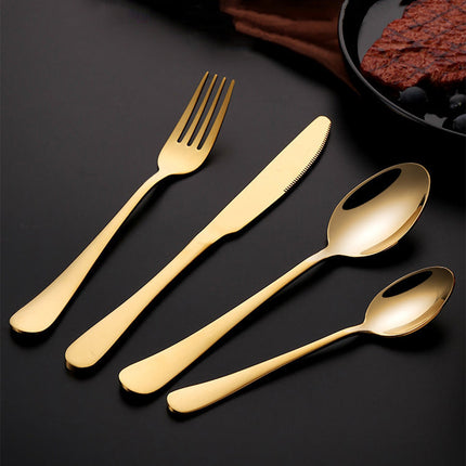 24-delige Bestekset RVS | Elegant Dinerset voor Maximaal 6 Personen | Luxe Tafelaanvulling | Vaatwasserbestendig | Zilver Goud Zwart