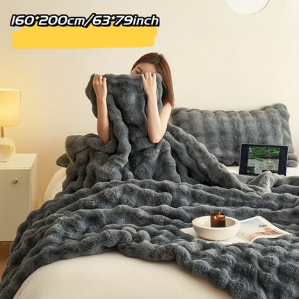 Zachte Luxe Dubbele Fleece Dekens | Comfortabel Warm Faux Rabbit Ontwerp | Perfect voor Slaapkamer Bank Auto | Alle Seizoenen