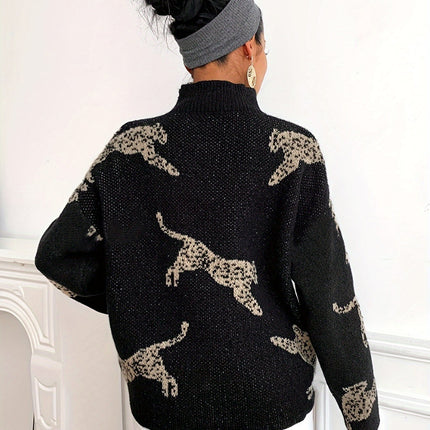 Luipaardprint Dames Coltrui | Warme Elegante Trui | Lange Mouwen | Comfortabel & Stijlvol | Herfst & Winter Kleding | Hoge Kwaliteit