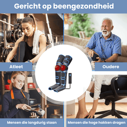 AirAid™ 360° Compressietherapie Luchtmassage Naar Draagbare Beenmassage | Instelbare Modi Ritsel Luchtdruk | Verlicht Pijn & Zwelling | Lichtgewicht Comfort Ontwerp Max. Omtrek 75,5 cm | Snelle Herstelfunctie | Inclusief Reistas