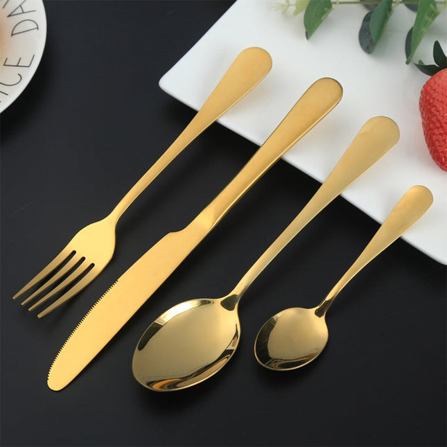 24-delige Bestekset RVS | Elegant Dinerset voor Maximaal 6 Personen | Luxe Tafelaanvulling | Vaatwasserbestendig | Zilver Goud Zwart