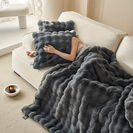 Zachte Luxe Dubbele Fleece Dekens | Comfortabel Warm Faux Rabbit Ontwerp | Perfect voor Slaapkamer Bank Auto | Alle Seizoenen