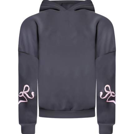 Dames Tracksuit Grijs | Oversized Design | Roze Grafische Strikdetails | Comfortabele Katoen Polyester Mix | Stijlvolle Set