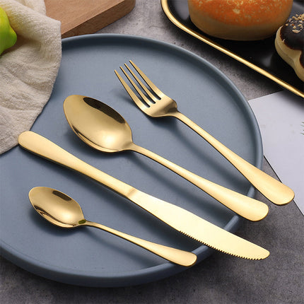 24-delige Bestekset RVS | Elegant Dinerset voor Maximaal 6 Personen | Luxe Tafelaanvulling | Vaatwasserbestendig | Zilver Goud Zwart